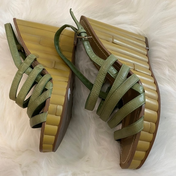 Linea Paolo Bamboo Wedges. Green/Brown. Sz 8 - Picture 3 of 8